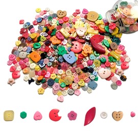 About 300-350 pcs Round Resin Buttons Assorted Sizes for Crafts Sewing DIY Manual Button Painting DIY Handmade Ornament Buttons, 2 Holes and 4 Holes (Mixed Color)