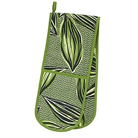 Ulster Weavers - Green Leaf Double Oven Gloves (88 x 18cm) - 100% Cotton - Botanical Leaves Oven Gloves Heat Resistant - Washable - Tropical Leaf Oven Gloves in Green - Leaf Kitchen Accessories