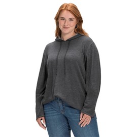 Sheego Women's Large Sizes Pullover with Two-Tone Hood Casual Fashion Sporty Crew Neck, black