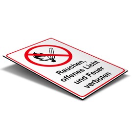 Sign "Rauchen, offenes Licht und Feuer verboten." PVC Hard Foam 300 x 200 mm - 3 mm Thick