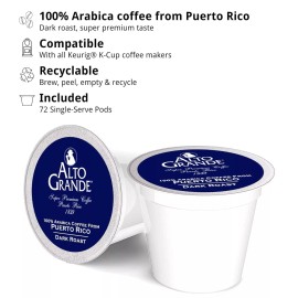 Alto Grande Ground Dark Roast Arabica Coffee Single-Serve For Keurig 72 Pods