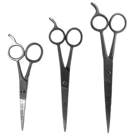 HTS ICE Tempered Stainless Steel Hair Cutting Styling Barber Scissors Trimming Shears Silver 3 Pack 5.5", 6.5", 7.5" Included