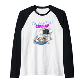 Cute Astronaut Crunch Breakfast Cornflakes Cosmonaut Cereals Raglan Baseball Tee