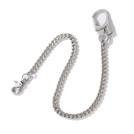 [Ahiller] Sturdy Wallet Chain, [Double Locking Carabiner, Stainless Steel Chain], Suitable for Fine Men's Keychain, Pants, Wallet, Shoulder Bag, Handbag, Stainless Steel - Silver