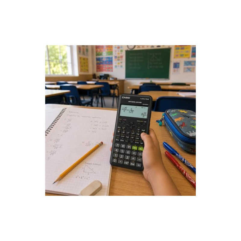 Casio Calculadora Científica, fx-82LA Plus-BK-2, 252 Funciones, Nivel Primaria y