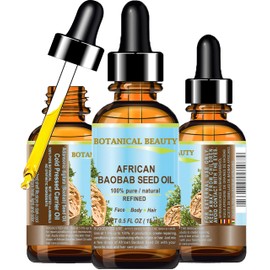 Botanical Beauty‎ BAOBAB SEED OIL 100% Pure Natural Refined Cold-Pressed Carrier Oil 0.5 Fl oz 15 ml For Face Skin Body Hair Lip Nails Rich in Vitamin C