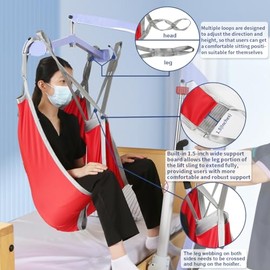 EZ Assistive EZ Assistive Patient Lift Divided Leg Sling with Lower Back, Lift Sling for Transfer and Positioning and Lifting, 500lb Weight Capacity (S-Red)