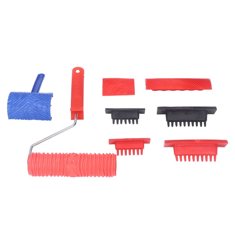 Wood Graining Roller with Handle Rubber Wood Pattern Texture Painting