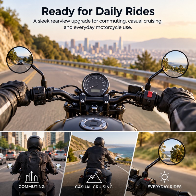 Motorcycle Bar End Mirror for Rear Viewing – Compact Side