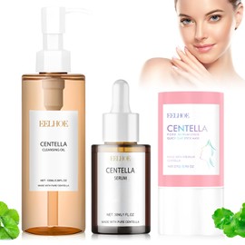 Pack of 3 Centella Cleansing Oil + Centella Serum + Centella Asiatica Tonstick Mask, with Centella Asiatica Extract, Centella Light Cleansing Oil, Centella Face Serum, for All Skin