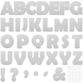 Qyeahkj 150 PCS Large 7" Font Silver Letters and Punctuation Set Glitter Bulletin Board Poster Alphabet Cutout for Classroom School Display A Great Helper to Inspire Students' Learning Interest