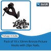 Bronze Picture Hooks for Hard Walls Picture Hanging Hooks 33mm