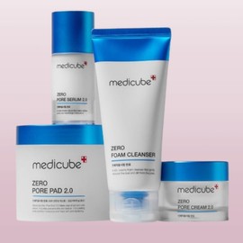 Medicube Zero Pore Special Set, a 4-piece pore tightening set: Zero Pad, Zero Foam Cleanser, Zero Serum, and Zero Cream. / 모공 타이트닝 4종 세트 메디큐브 제로 모공 스페셜 세트 제로패드 제로폼클렌저 제로세럼 제로크림