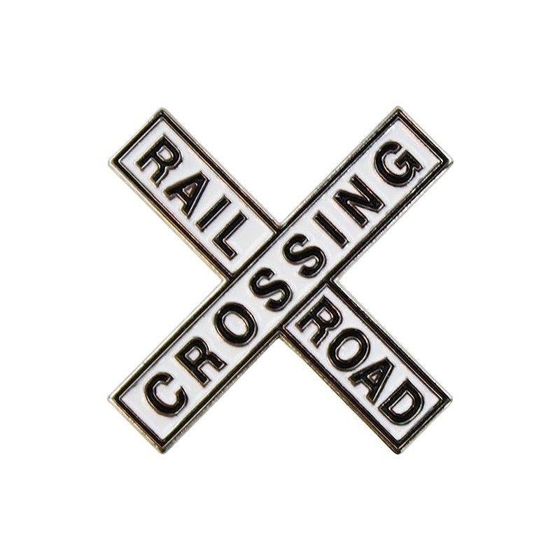 Enamel Pin - White Railroad Crossing Sign