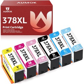 AUMOK 378XL Printer Cartridges Compatible with Epson 378 Multipack Epson XP 8600 Epson Expression Photo XP-8600 Cartridges XP-8605 XP-8500 XP-8505 XP-8000 XP-8700 (6-Colour, 1BK, 1C, 1M, 1Y, 1LC, 1LM)