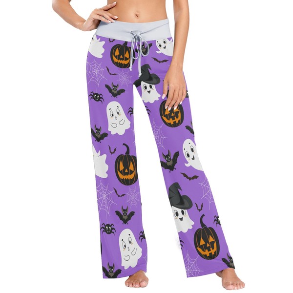 Fisyme Ghost Halloween Pajama Pants for Women Soft Comfy Pjs