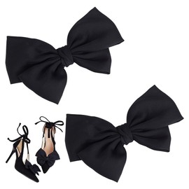PH PandaHall 2pcs Black Bow Shoe Buckle, Removable Shoe Clips, Bow Shoe Clips, Removable Shoes, Buckle, Bow, Butterfly Shoe Clips for Women, Wedding, Summer, Party, Heels