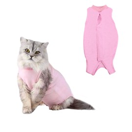 Cat Bodysuit After Surgery Castration Cat - Surgery Recovery Suits for Cats - Skin Disease Recovery Body Cat Clothing - Anti-Leaking for Cat Body - Alternative to E-Collar (Pink, L)
