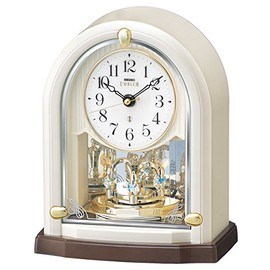 SEIKO CLOCK EMBLEM Emblem Radio Clock HW593W Rotating Decoration Crystal White Pearl Analog