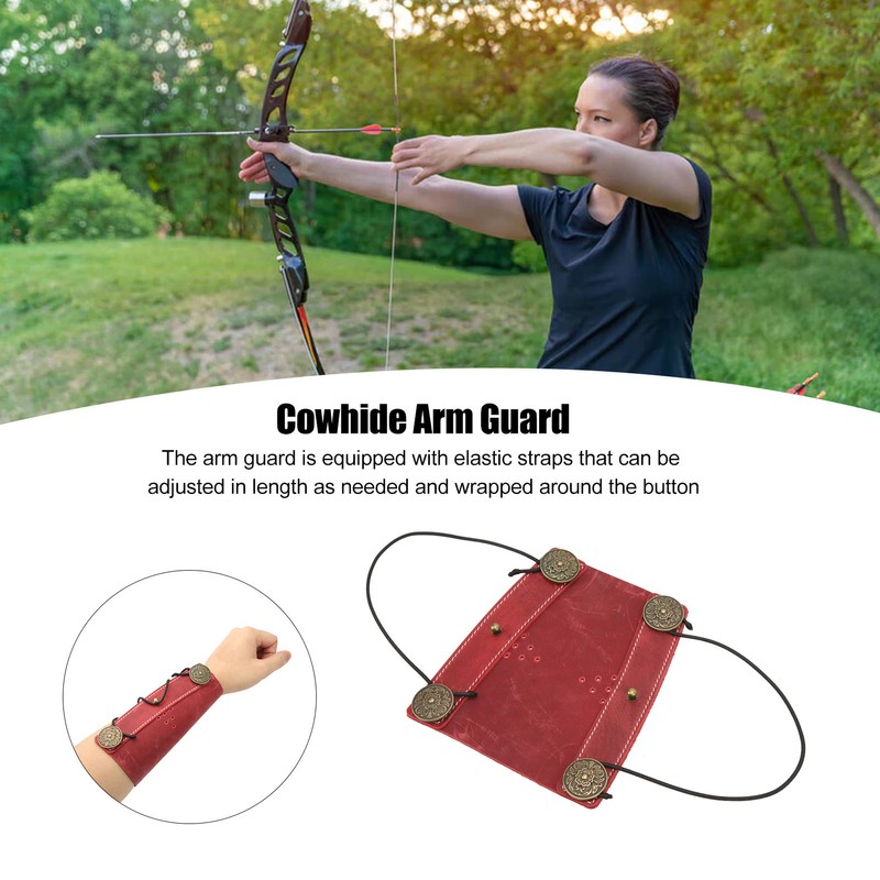 Archery Arm Guard Adjustable Strap Second Cowhide Arm Protector Pad
