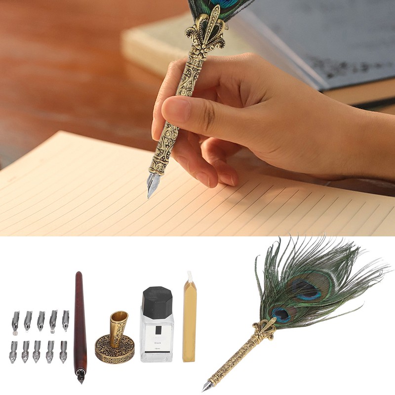 Feather Pen Exquisite Pattern Quaint Texture Comfortable Grip Stainless Steel