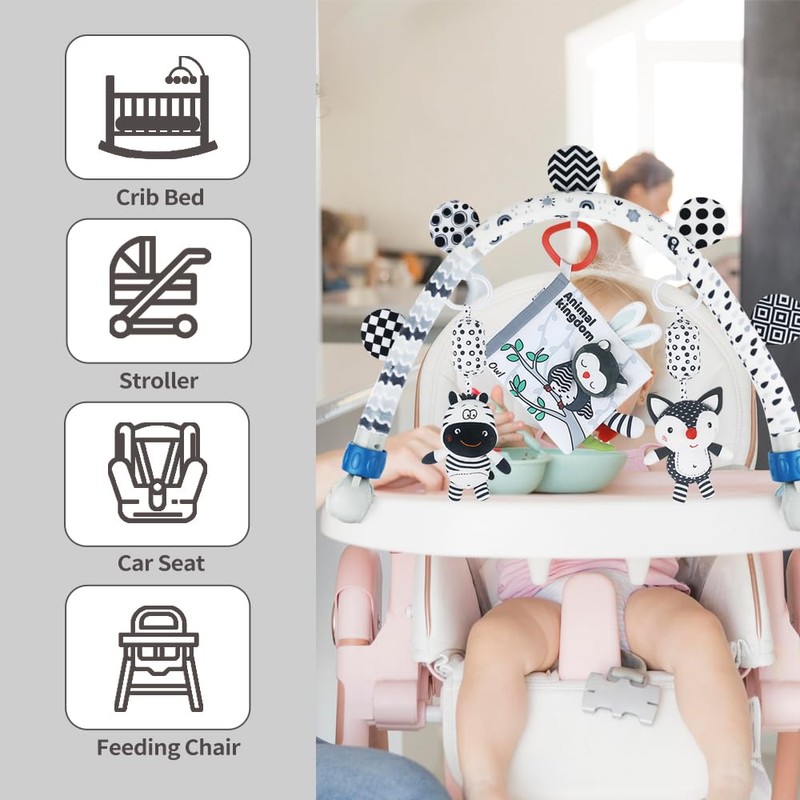 Baby Activity Arch bouncer toy bar, Black and White Geometric