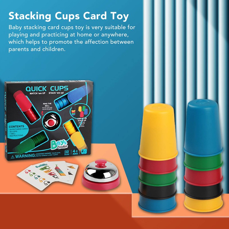 Stacking Cups Card Games Toy Early Educational Training Colorful Interactive