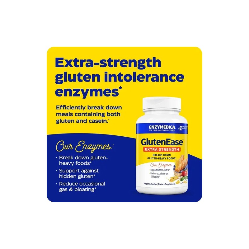 Enzima Glutenease Extra Strength, Enzymedica,30 Cápsulas Sabor Sin Sabor