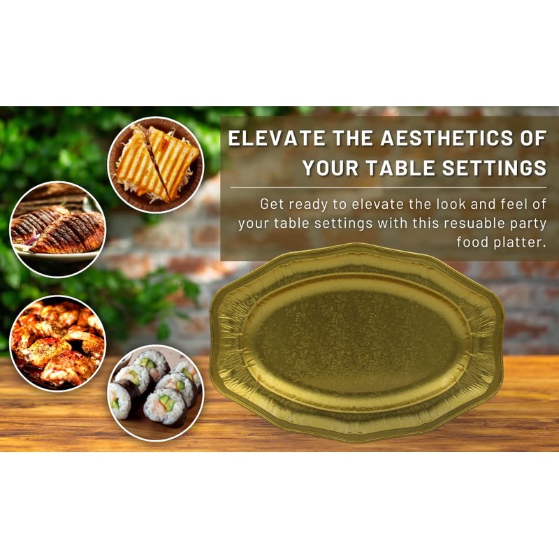 Sunrise Packaging Oval Aluminium Foil Platter [14” x 9.5”] Large