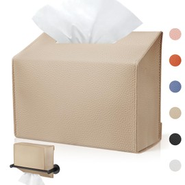Disposable Hand Towel Box Cover Compatible with Kleenex Disposable Paper Hand Towels, Leather Tissue Box Cover Holder for Bathroom Holder (Khaki-2 Pack)