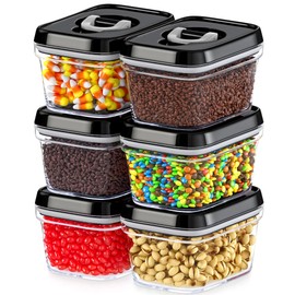 DWËLLZA KITCHEN Mini Airtight Food Storage Containers with Lids – Set of 6 Clear Plastic Small Pantry Containers for Spices, Candy, Nuts, Coffee or Tea, BPA-Free, Keeps Food Fresh & Dry