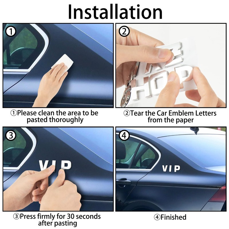 Lamoutor 43Pcs Car Emblem Letters Sticker DIY 3D Chrome Number