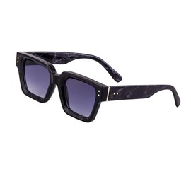 Street Knitted Thick Chunky Square Frame Black Marble Pattern Shades for Men Women Retro Rectangle UV Protection Trendy Unisex Designer Sunglasses Hip Hop Y2K Simple Grey Lens Black Sunglasses