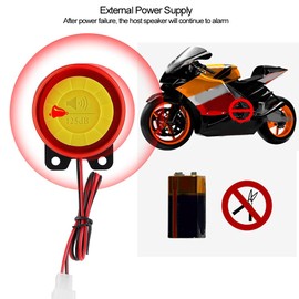 TKSE Motorcycle Alarm System, 12V Universal Motorcycle Wireless Anti-Theft Security System with 2 Remote Control 1-5 Level Sensitivity Adjustable for Motorbike