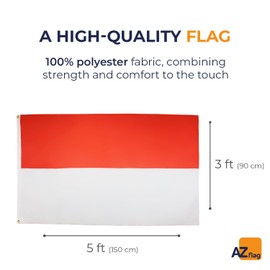 AZ FLAG Indonesia Flag - 3x5 Ft - Light Polyester Indonesian Banner with Two Brass Eyelets - Fade Resistant - Vivid Colors - 3' x 5' Feet - 150x90 Cm