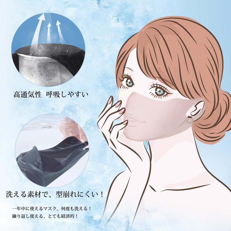 [le néant ル・ネアン] UVカットマスク 紫外線対策 日焼け止め 冷感マスク 立体 マスク 夏