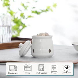 HAOTOP Ceramic Garlic Keeper with Lid, Mini Garlic Saver Container for Countertop, Kitchen Decor (White)