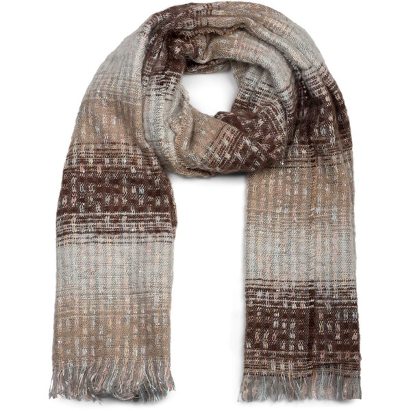 styleBREAKER women scarf with striped web print, sequins and short