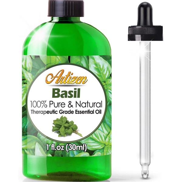Artizen Basil Essential Oil (100% Pure & Natural - UNDILUTED) Therapeutic Grade - Huge 1oz Bottle - Perfect for Aromatherapy, Relaxation, Skin Therapy & More!