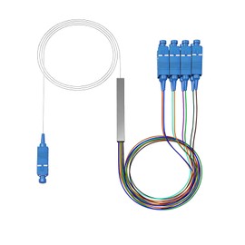 Duttek SC/UPC PLC Splitter 1x8, Single Mode Fiber Optic Splitter for FTTH & CATV, Mini Type with 0.9mm Blue Jacket Pigtail