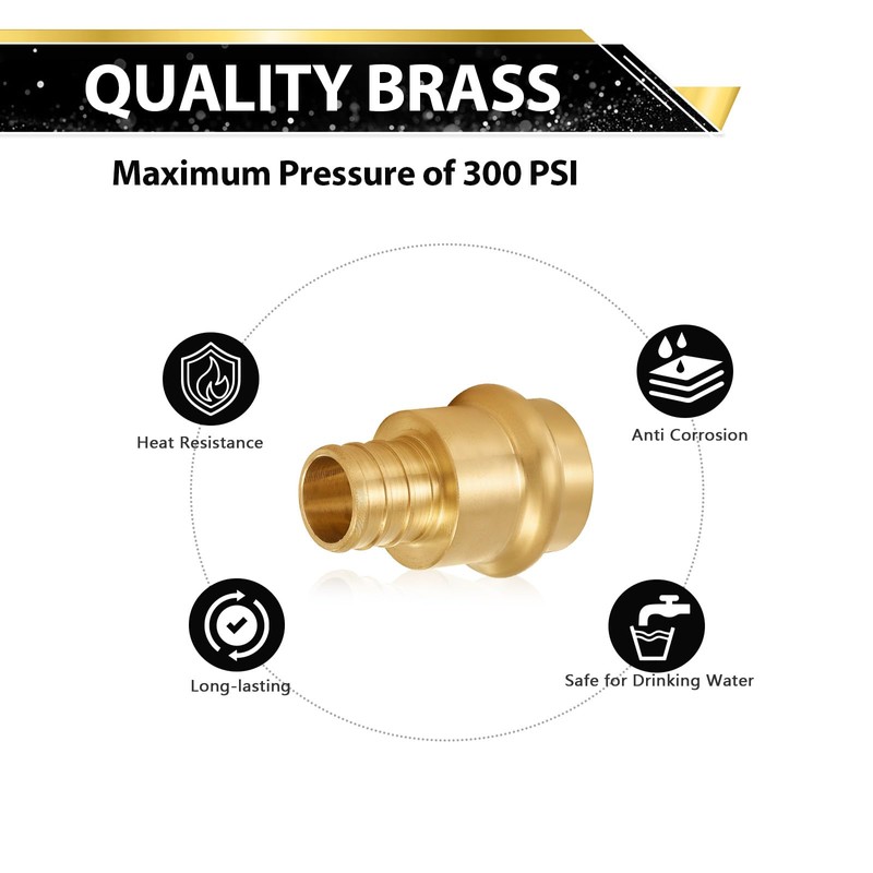 (Pack of 5) FOSKAN 3/4"Press x 3/4" PEX Crimp Brass