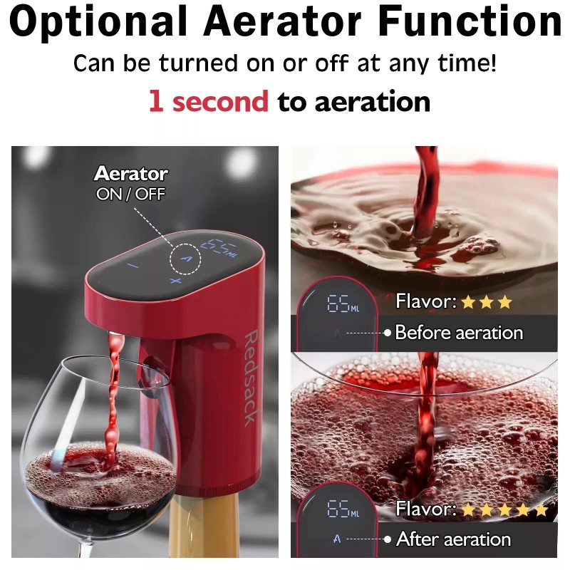 Redsack Rechargeable Electric Wine & Liquor Dispenser with Aerator Feature,