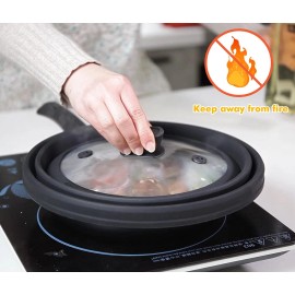 GLOU-GLOU GOOSE GGG Microwave Splatter Cover Glass Cover with Collapsible Silicone for Food Cover...