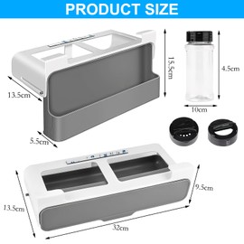 Gewürz Organizer für Die Küche, Gewürzregal mit 6er Gewürzgläser, Ausziehbare kunststoff Gewürzhalterung (Hängeregal), Gewürzregal ausziehbar, Gewurzglaeser Aufbewahrung Küchen, Schrank, Ohne Bohren