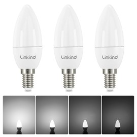 Linkind Linkind Dimmbar E14 LED Kerze Lampe Kaltwei? 5000K, 5W ersetzt 40W Glhlampen, 470 Lumen B35/C35 E14 Kerzenlampe mit 280 Strahlwinkel, Kein Flackern, 3 Stck