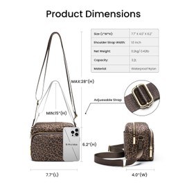 MEXS Small Crossbody Bag for Women, Mini Travel Casual Cross Body Purse, Waterproof/Extendable Shoulder Handbags, Everyday Purse Wallet with Adjustable Strap (Brown Leopard)