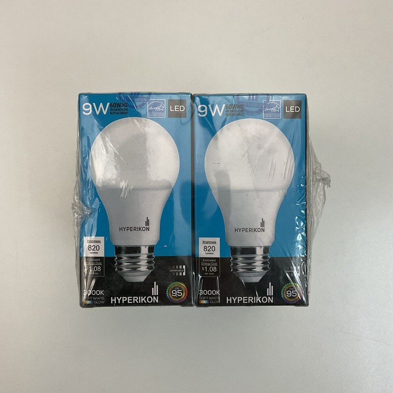 Hyperikon Dimmable LED Light Bulbs A19 9W=60W 3000K E26 -