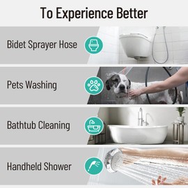 BriskSpring Bidet Hose Replacement, Ultra-Soft Silicone Shower Hose, 47 Inch Anti-Kink Bidet Hose for Toilet, Flexible Handheld Sprayer Hose with Brass Insert and Nut for 1/2 Connector, Silver