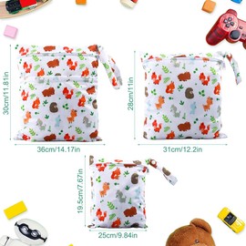 EKKONG Nappy Bags, Wet Bags, Wet Bags, Pack of 3, Changing Bag, Waterproof Washable Wetbag Organiser for Toddlers, Nappies, Travel, Gym, Beach, Pool, E, No