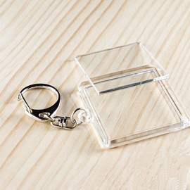 [EBISU Design] Hamepachi Square Key Holder, 1.8 inches (45 mm), Large, Acrylic Photo Frame with Key Holder, Holds Pictures, Original Photo In Key Holder, Made in Japan, 5pcs